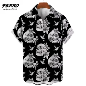 CAMISA SKULLS AND FLOWERS