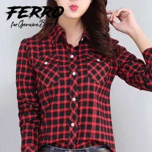 Camisa Mulher Litle Squares Red and Black Cintada