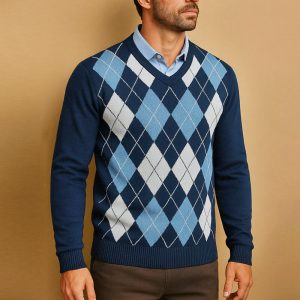Suéter masculino de tricô
