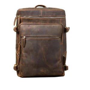 Mochila de Pele Castanha para Homem Vintage