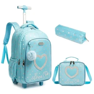 Mochila Escola Trolley Menina com Estojo e Lancheira